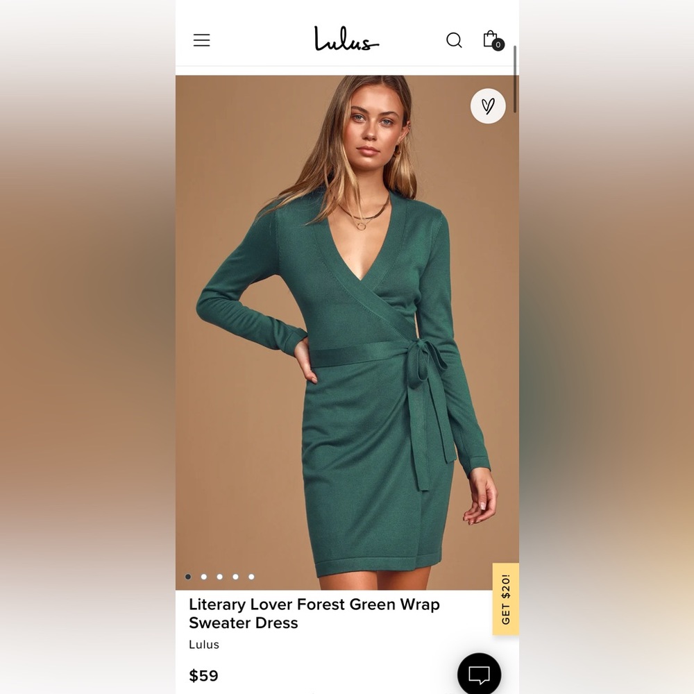 NWT lulu green wrap dress size L